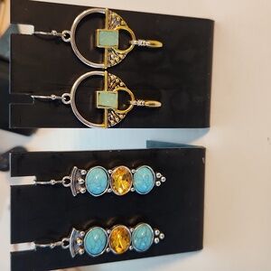 Two Pair New Silver Earrings Boho Style